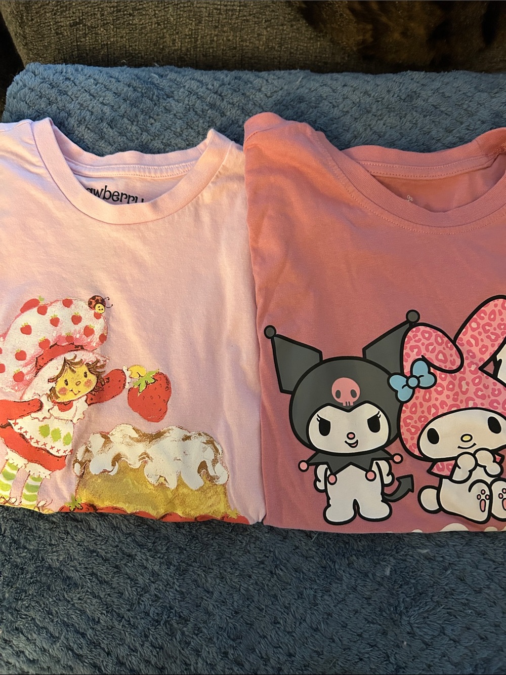 Pink Character Short Sleeve Tee with Cartoon Prints